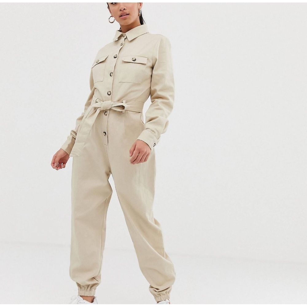 Long Sleeve Belted Jumpsuit